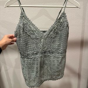 Abercrombie and Fitch sage color babydoll embroidered and eyelet top